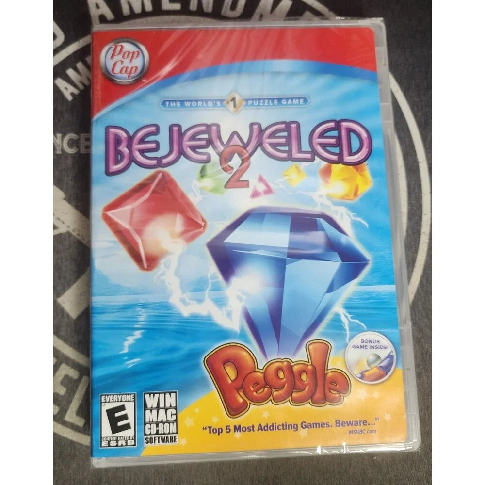 Bejeweled 2 With Peggle PC Game (Windows/Mac, 2009) New In Slip Cover